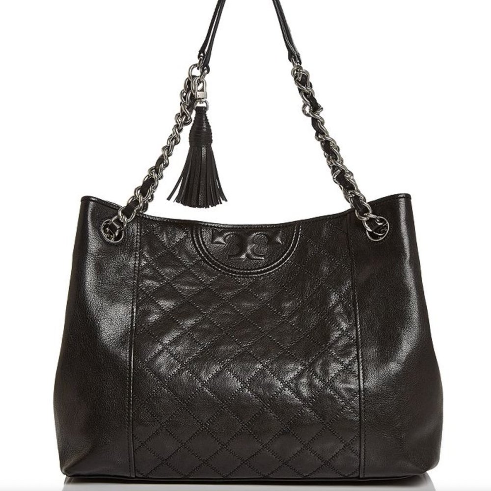 Tory Burch Fleming Medium Distressed Leather Tote Crossbody / Shoulder Bag